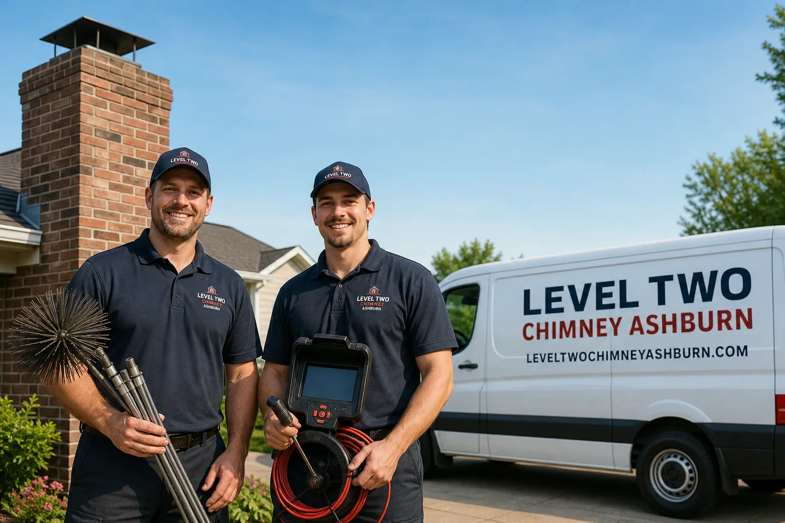 Emberly Chimney Cleaners Ashburn chimney cleaning service vehicle and crew in Ashburn, VA